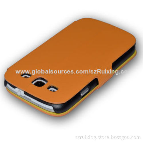Stock Item Twill Veins Leather Case for Samsung Galaxy S3/I9300, with Stand Function